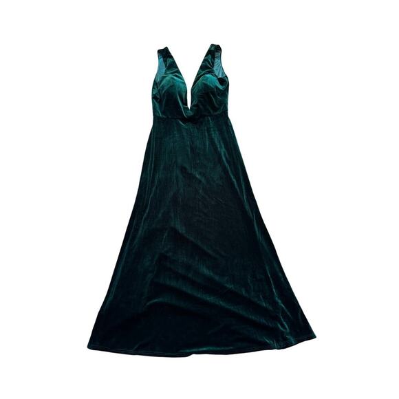 Jenny Yoo Collection, Logan Dress; 12; Green Velvet plunging neckline; Formal - Picture 2 of 12